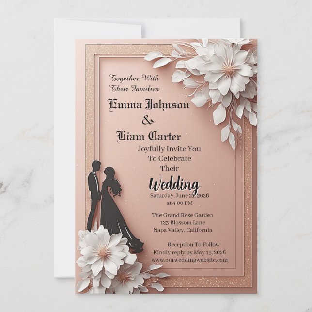 ✨ Invitation Fleur en Papier pour les Invités de l (Devant)