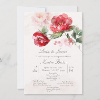 Invitation Fleur espagnole couleur eau Mariage