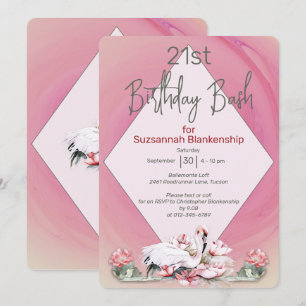 Invitation Fleur et Flamant rose tropicaux Fête sur mesure