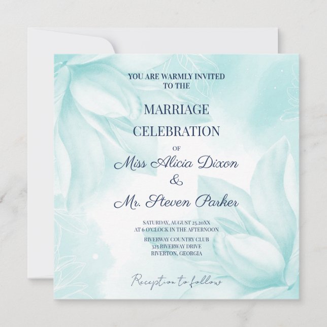 Invitation Fleur Ethereal Magnolia, Mariage (Devant)