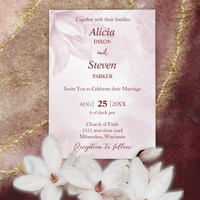 Invitation Fleur Ethereal Magnolia, Mariage (Créateur téléchargé)