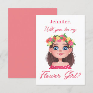 Invitation fleur fille proposition script rose mignon