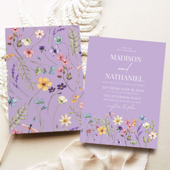 Invitation Fleur Fleur sauvage violette Mariage floral (Créateur téléchargé)