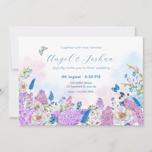 Invitation Fleur fraîche mariage été (Devant)