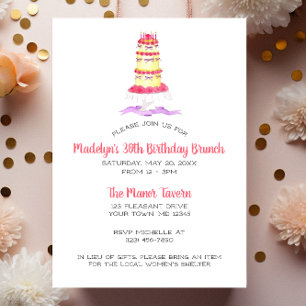 Invitation Fleur gâteau rose fleur