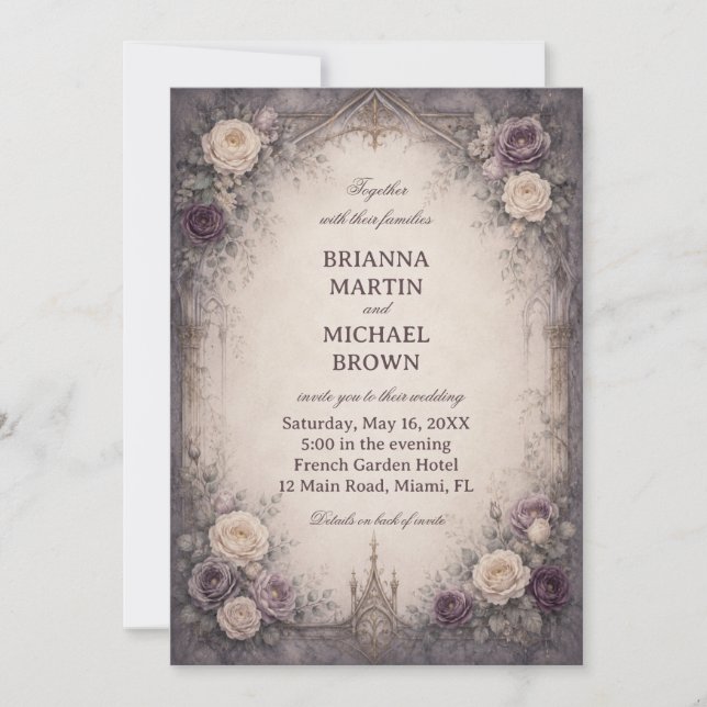 Invitation Fleur Gothique Romantique (Devant)