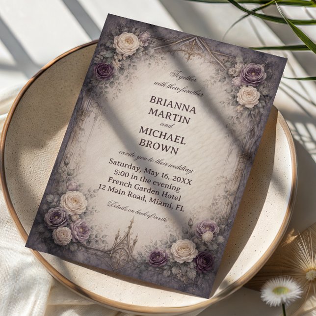 Invitation Fleur Gothique Romantique (Créateur téléchargé)