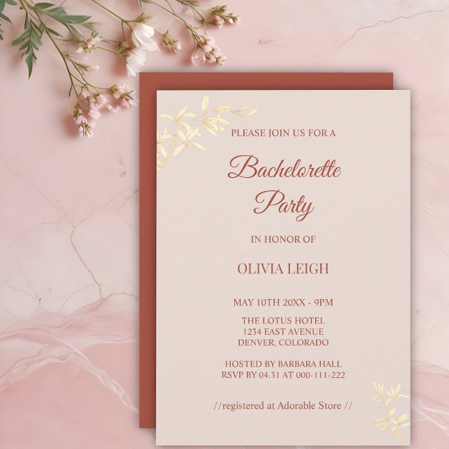 Invitation Fleur intemporel Rustique Bachelorette Party (Créateur téléchargé)