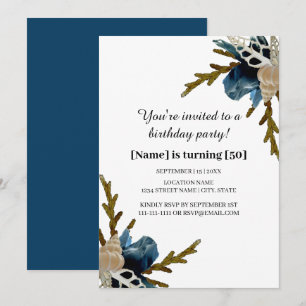 Invitation Fleur Iris Côtier Nautique Élégant Anniversaire