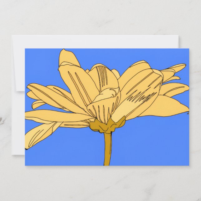 Invitation Fleur jaune, bleue et jaune (Devant)