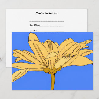 Invitation Fleur jaune, bleue et jaune