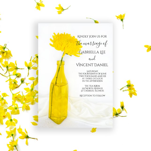Invitation Fleur jaune dans le Mariage Vase (Créateur téléchargé)