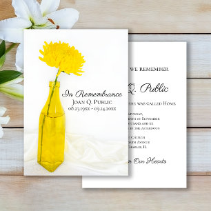Invitation Fleur Jaune dans Vase Anniversaire de la Mort