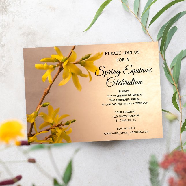 Invitation Fleur jaune de Forsythia Célébration de l'équinoxe (Créateur téléchargé)