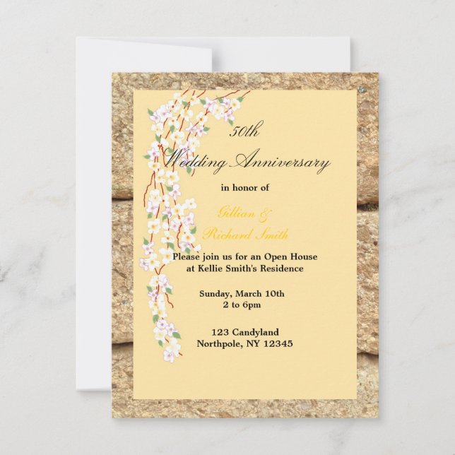 Invitation Fleur Jaune et Blanche 50e Anniversaire (Devant)