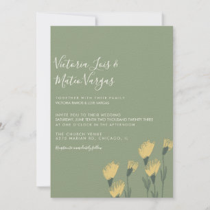 Invitation Fleur Jaune Fleur Flore Verdure Mariage Sage