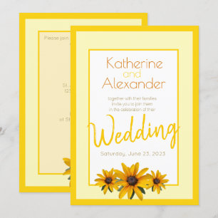 Invitation Fleur Jaune Printemps Été Simple Mariage