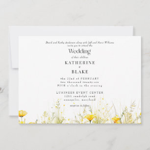 Invitation Fleur jaune sauvage Mariage coloré III