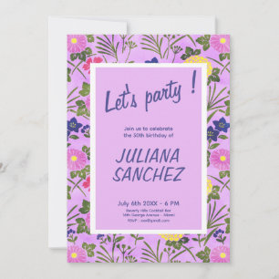 Invitation Fleur joli mignon élégant violet moderne romantiqu