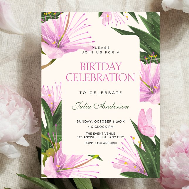 Invitation Fleur laisse anniversaire (Créateur téléchargé)