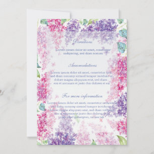 Invitation Fleur Lilac de printemps Mariage floral
