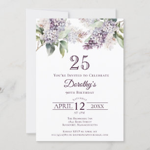 Invitation Fleur Lilac de printemps violet 25e anniversaire