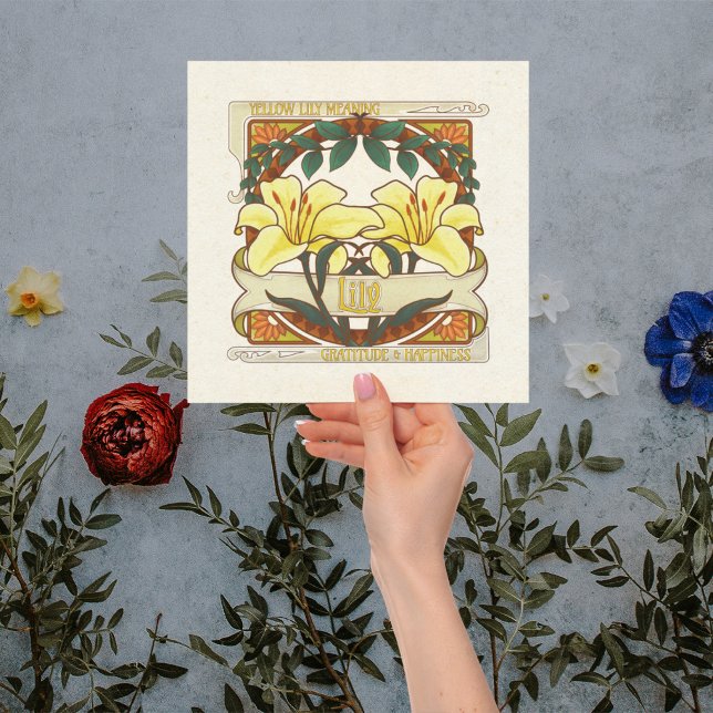 Invitation Fleur Lys Jaune Signifiant Jaune Vintage (Yellow Lily-Flower Meaning Vintage-Style Invitation)