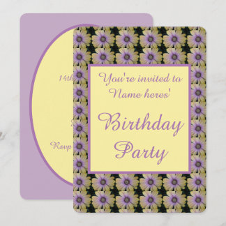 Invitation Fleur marguerite Jaune et Violet Personnalisée Ann