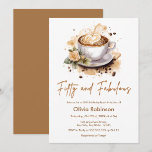Invitation Fleur marron Café Thème 50e Anniversaire 