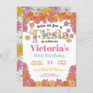 Invitation Fleur mexicaine Fiesta Power Moderne Rétro Anniver
