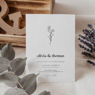 Invitation Fleur minimaliste Mariage simple
