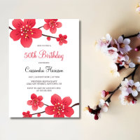 Fleur moderne rouge cerise fleurs Sakura anniversa