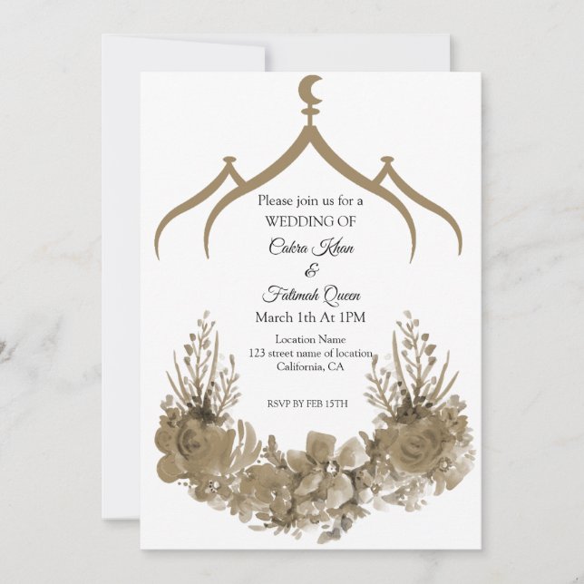 Invitation Fleur Mosquée (Devant)