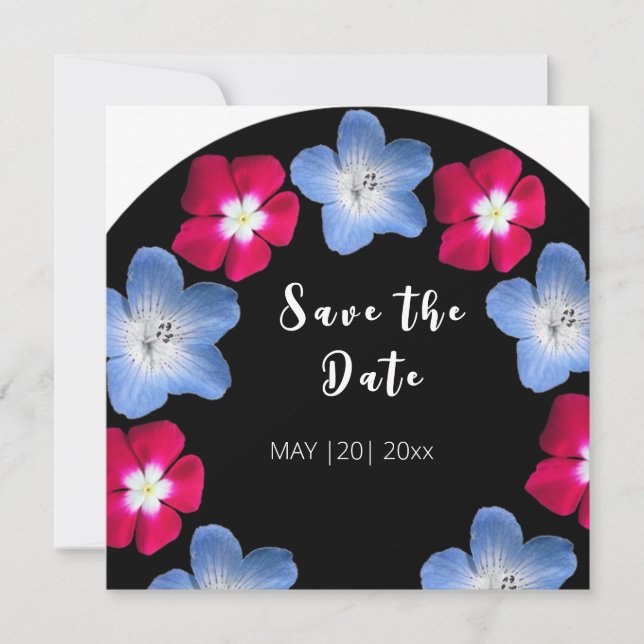 Invitation Fleur noire et rose (Devant)