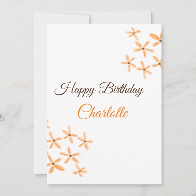 Invitation Fleur orange brune heureux anniversaire ajouter no (Devant)