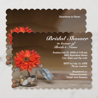 Invitation Fleur orange en Fête des mariées bocal de verre