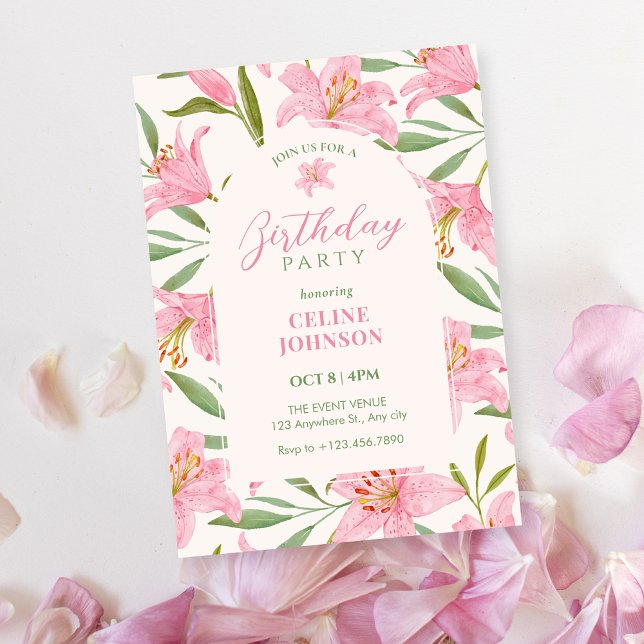 Invitation Fleur pastel florale lilas vert anniversaire (Créateur téléchargé)