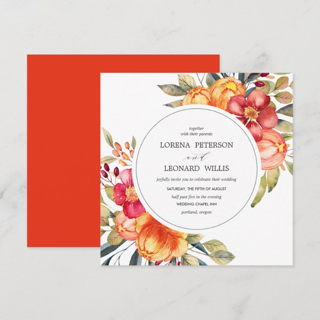 Invitation Fleur peinte Moderne ÉLÉGANT Rustique (Devant / Derrière)