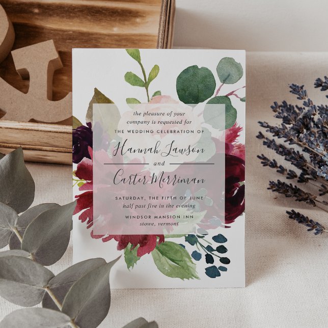 Invitation Fleur radieuse | Mariage floral de la marine et de (Créateur téléchargé)