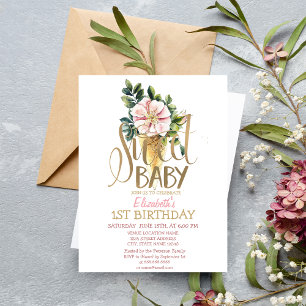Invitation Fleur rayée de glaçon de joyeux anniversaire 