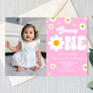 Invitation Fleur Retro Daisy Super Un 1er anniversaire