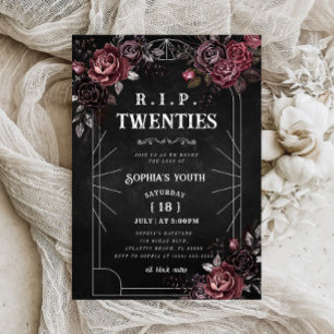 Invitation Fleur RIP 20s 30e anniversaire Mort à ma jeunesse