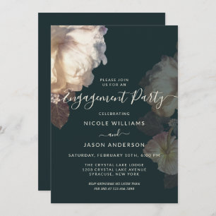 Invitation Fleur romantique Floral Élégant Parti d'engagement