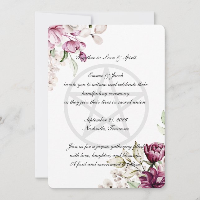 Invitation Fleur Romantique Pivoine Fleurie Pentacle (Devant)