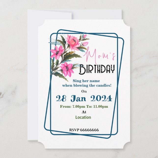 Invitation Fleur Rose (Devant)