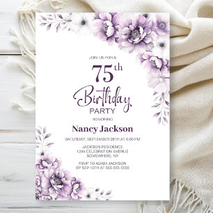 Invitation Fleur rose 75e fête d'anniversaire