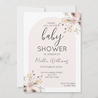 Invitation Fleur rose Boho baby shower