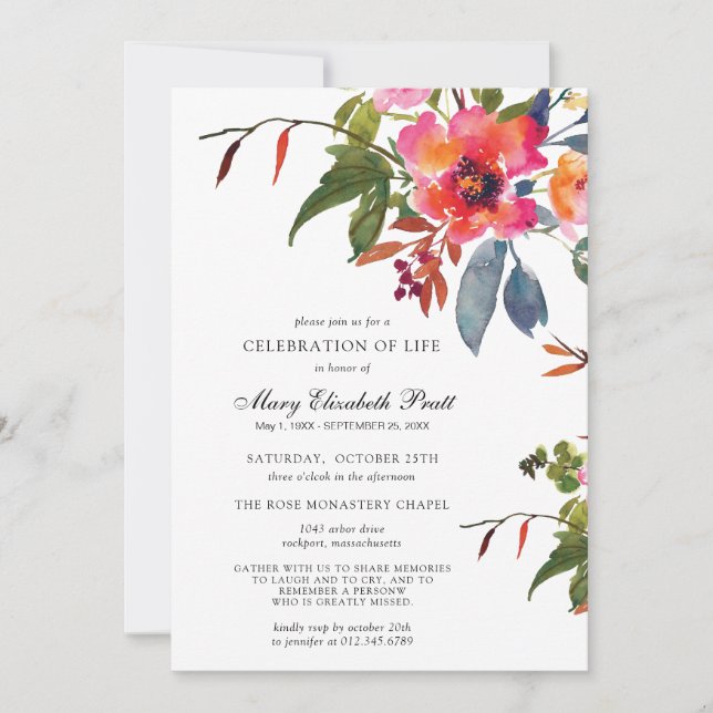 Invitation Fleur rose Boho rustique Fête de la vie (Devant)