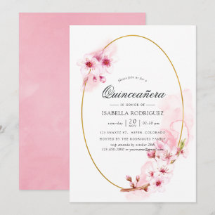 Invitation Fleur rose de cerisier Quinceañera