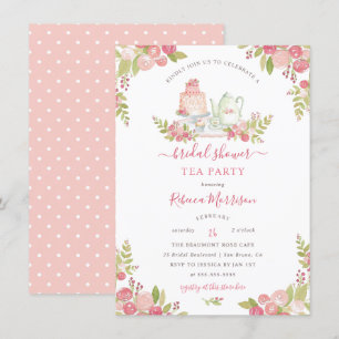 Invitation Fleur rose Fête des mariées d'aquarelle Tea Party